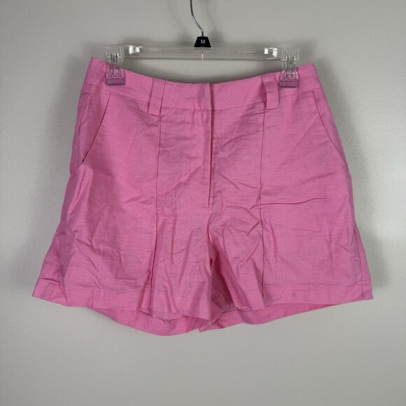 Petal & Pup Laurent Pink Linen Blend Tailored High Waist Shorts Size M Flaw - Picture 3 of 9